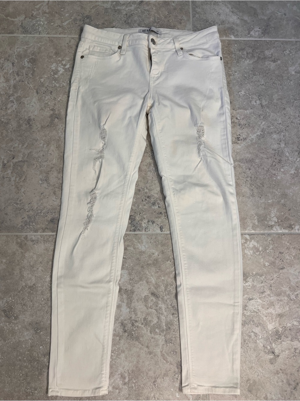 Just Black White Distressed Skinny Jeans - Women's 29